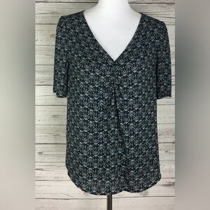 Ann Taylor LOFT Women’s Multicolor Floral V-Neck Short Sleeve Top